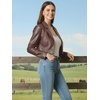 image:imageAllegra K Cropped Leather Jacket for Womens Concert PU Motorcycle JacketCoffee