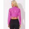 image:imageAllegra K Cropped Leather Jacket for Womens Concert PU Motorcycle JacketHot Pink