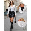 image:imageAllegra K Cropped Leather Jacket for Womens Concert PU Motorcycle JacketSilver