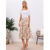image:imageAllegra K Womens Floral Skirt Chiffon Aline Long Tiered Ruffle Boho Summer Midi SkirtsBeige Pinkfloral