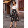 image:imageAllegra K Womens Floral Skirt Chiffon Aline Long Tiered Ruffle Boho Summer Midi SkirtsBlack Pink