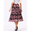 image:imageAllegra K Womens Floral Skirt Chiffon Aline Long Tiered Ruffle Boho Summer Midi SkirtsBlack Pinks