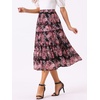 image:imageAllegra K Womens Floral Skirt Chiffon Aline Long Tiered Ruffle Boho Summer Midi SkirtsBlack Pinks