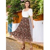 image:imageAllegra K Womens Floral Skirt Chiffon Aline Long Tiered Ruffle Boho Summer Midi SkirtsBlack Red