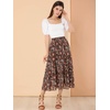 image:imageAllegra K Womens Floral Skirt Chiffon Aline Long Tiered Ruffle Boho Summer Midi SkirtsBlack Red