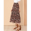 image:imageAllegra K Womens Floral Skirt Chiffon Aline Long Tiered Ruffle Boho Summer Midi SkirtsBlack Red