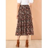 image:imageAllegra K Womens Floral Skirt Chiffon Aline Long Tiered Ruffle Boho Summer Midi SkirtsBlack Red