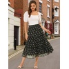 image:imageAllegra K Womens Floral Skirt Chiffon Aline Long Tiered Ruffle Boho Summer Midi SkirtsBlack a