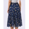 image:imageAllegra K Womens Floral Skirt Chiffon Aline Long Tiered Ruffle Boho Summer Midi SkirtsBlue Yellow Floral