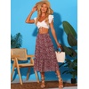 image:imageAllegra K Womens Floral Skirt Chiffon Aline Long Tiered Ruffle Boho Summer Midi SkirtsBrown