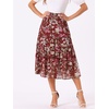 image:imageAllegra K Womens Floral Skirt Chiffon Aline Long Tiered Ruffle Boho Summer Midi SkirtsBurgundy