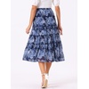 image:imageAllegra K Womens Floral Skirt Chiffon Aline Long Tiered Ruffle Boho Summer Midi SkirtsDeep Blue