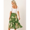 image:imageAllegra K Womens Floral Skirt Chiffon Aline Long Tiered Ruffle Boho Summer Midi SkirtsDeep Green