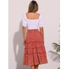 image:imageAllegra K Womens Floral Skirt Chiffon Aline Long Tiered Ruffle Boho Summer Midi SkirtsDeep Red