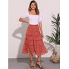 image:imageAllegra K Womens Floral Skirt Chiffon Aline Long Tiered Ruffle Boho Summer Midi SkirtsDeep Red