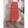 image:imageAllegra K Womens Floral Skirt Chiffon Aline Long Tiered Ruffle Boho Summer Midi SkirtsDeep Red