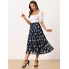image:imageAllegra K Womens Floral Skirt Chiffon Aline Long Tiered Ruffle Boho Summer Midi SkirtsNavy