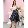 image:imageAllegra K Womens Floral Skirt Chiffon Aline Long Tiered Ruffle Boho Summer Midi SkirtsNavy