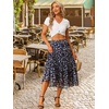 image:imageAllegra K Womens Floral Skirt Chiffon Aline Long Tiered Ruffle Boho Summer Midi SkirtsNavy Blue