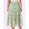 image:imageAllegra K Womens Floral Skirt Chiffon Aline Long Tiered Ruffle Boho Summer Midi SkirtsPea Green