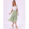 image:imageAllegra K Womens Floral Skirt Chiffon Aline Long Tiered Ruffle Boho Summer Midi SkirtsPea Green
