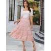 image:imageAllegra K Womens Floral Skirt Chiffon Aline Long Tiered Ruffle Boho Summer Midi SkirtsPink
