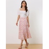 image:imageAllegra K Womens Floral Skirt Chiffon Aline Long Tiered Ruffle Boho Summer Midi SkirtsPink