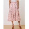 image:imageAllegra K Womens Floral Skirt Chiffon Aline Long Tiered Ruffle Boho Summer Midi SkirtsPink