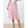 image:imageAllegra K Womens Floral Skirt Chiffon Aline Long Tiered Ruffle Boho Summer Midi SkirtsPink Rose