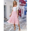 image:imageAllegra K Womens Floral Skirt Chiffon Aline Long Tiered Ruffle Boho Summer Midi SkirtsPink Rose