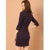image:imageAllegra K Womens Mock Neck 34 Sleeve Slim Check Office Work Plaid DressDark Red