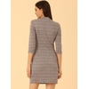 image:imageAllegra K Womens Mock Neck 34 Sleeve Slim Check Office Work Plaid DressLight Brown