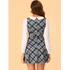 image:imageAllegra K Womens Peter Pan Collar Contrast Color Button Decor ALine Preppy Plaid Mini DressBlack