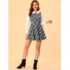 image:imageAllegra K Womens Peter Pan Collar Contrast Color Button Decor ALine Preppy Plaid Mini DressBlack