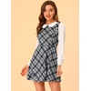 image:imageAllegra K Womens Peter Pan Collar Contrast Color Button Decor ALine Preppy Plaid Mini DressBlack