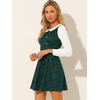 image:imageAllegra K Womens Peter Pan Collar Contrast Color Button Decor ALine Preppy Plaid Mini DressGreen