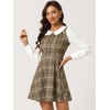 image:imageAllegra K Womens Peter Pan Collar Contrast Color Button Decor ALine Preppy Plaid Mini DressKhaki Brown