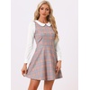 image:imageAllegra K Womens Peter Pan Collar Contrast Color Button Decor ALine Preppy Plaid Mini DressPink