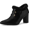 image:imageAllegra K Womens Block Heels Pointed Toe Faux Fur Ankle BootiesBlack