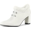image:imageAllegra K Womens Block Heels Pointed Toe Faux Fur Ankle BootiesWhite