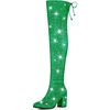 image:imageAllegra K Womens Green Glitter Boots Round Toe Chunky Heel Over the Knee High Boots 85 m US