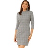 image:imageAllegra K Womens Mock Neck 34 Sleeve Slim Check Office Work Plaid DressBlack Brown