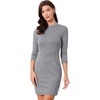 image:imageAllegra K Womens Mock Neck 34 Sleeve Slim Check Office Work Plaid DressBlack White Plaid