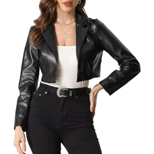 image:imageAllegra K Cropped Leather Jacket for Womens Concert PU Motorcycle JacketBlack