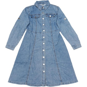 image:imageAllegra K Denim Dress for Womens Long Sleeve Button Down ALine Belted Classic Jean DressesGrey Blue