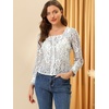 image:imageAllegra K Womens Lace Floral Blouse Square Neck Long Sleeve Button Down Top