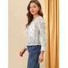 image:imageAllegra K Womens Lace Floral Blouse Square Neck Long Sleeve Button Down Top