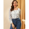 image:imageAllegra K Womens Lace Floral Blouse Square Neck Long Sleeve Button Down Top