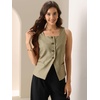 image:imageAllegra K Blazer Vest Top for Womens 2025 Trendy Button Down Sleeveless SuitKhaki