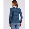 image:imageAllegra K Womens Striped Cute Shirts Peter Pan Collar Casual Trendy Fitted Long Sleeve TopBluegray